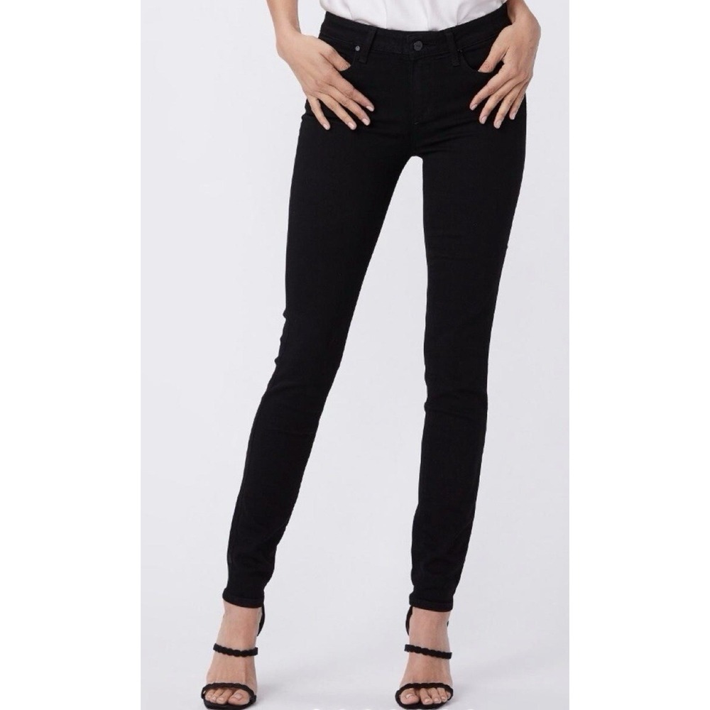 PAIGE Skyline Skinny Jeans Womens 24 Black Stretch Denim Mid Rise USA 26x30
